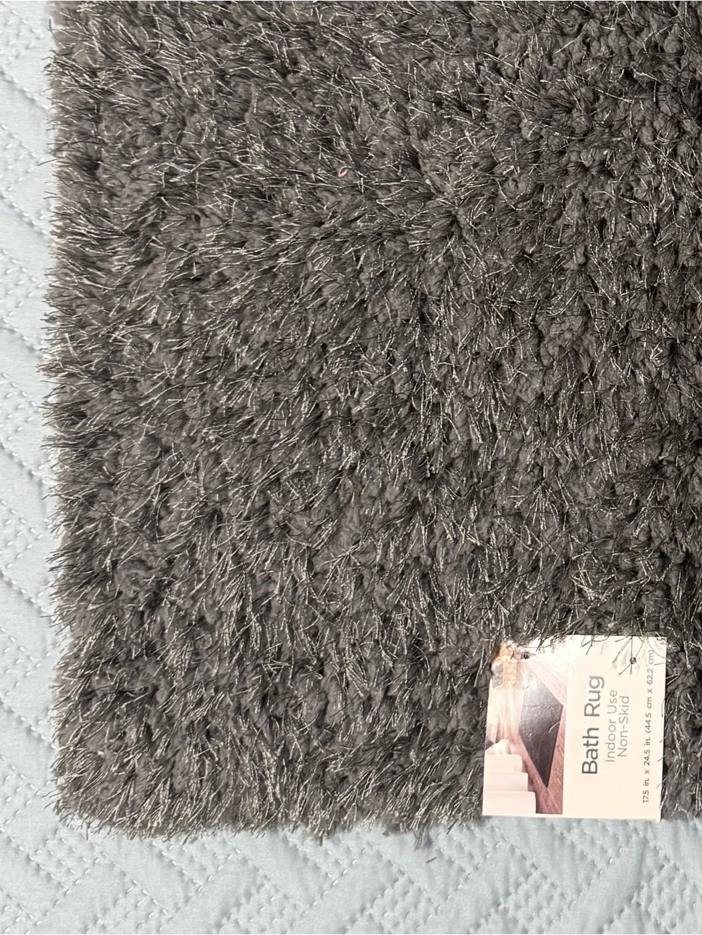 Nedia Home Shag Bath Rug Non-Skid Microfiber Dark Gray 17.5 x 24.5 NWT